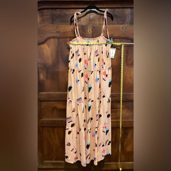 Target Tie Shoulder Summer Maxi XXL Dress 80’s Retro Peach Pink Teal Purple - Picture 8 of 14